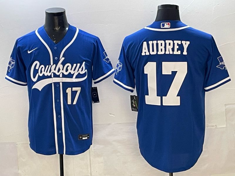 Men 2025 Nike Dallas Cowboys #17 Aubrey blue Joint Name Limited NFL Jersey 05